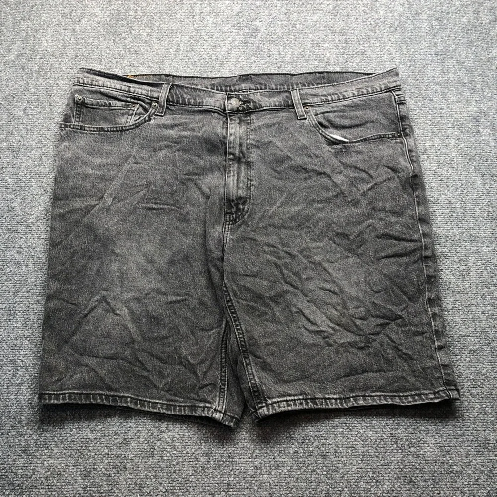 Levis 445 Mens Black Gray Denim Shorts Relaxed Fit W42 Acid Wash Jean Shorts
